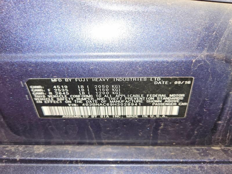 55943716 :رقم المزاد ، 4S3BNAC69H3028941 vin ، 2017 Subaru Legacy مزاد بيع