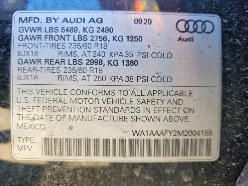 Aukcja sprzedaży 2021 Audi Q5, vin: WA1AAAFY2M2004155, numer aukcji: 54294576