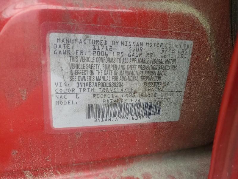 56956406 :رقم المزاد ، 3N1AB7AP9DL639234 vin ، 2013 Nissan Sentra مزاد بيع