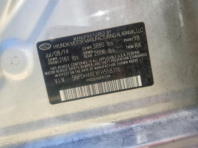 Aukcja sprzedaży 2015 Hyundai Elantra, vin: 5NPDH4AEXFH558316, numer aukcji: 58564446