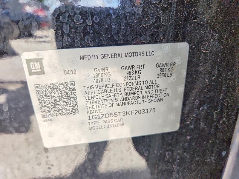 2019 Chevrolet Malibu მანქანა იყიდება აუქციონზე, vin: 1G1ZD5ST3KF203375, აუქციონის ნომერი: 57612546