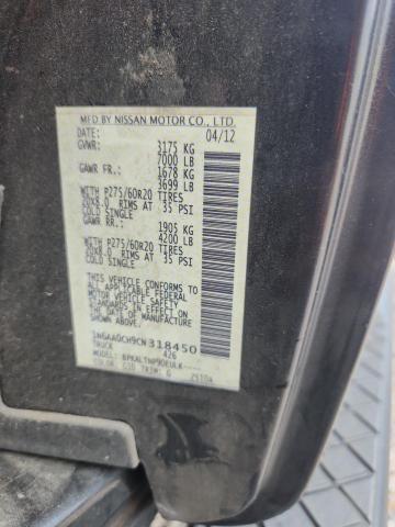 2012 Nissan Titan მანქანა იყიდება აუქციონზე, vin: 1N6AA0CH9CN318450, აუქციონის ნომერი: 55218296