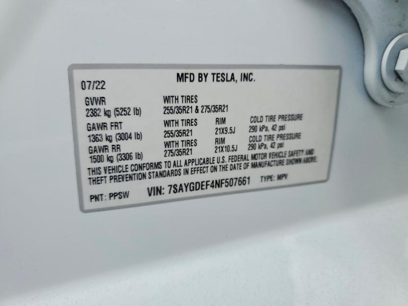 Aukcja sprzedaży 2022 Tesla Model Y, vin: 7SAYGDEF4NF507661, numer aukcji: 58826146