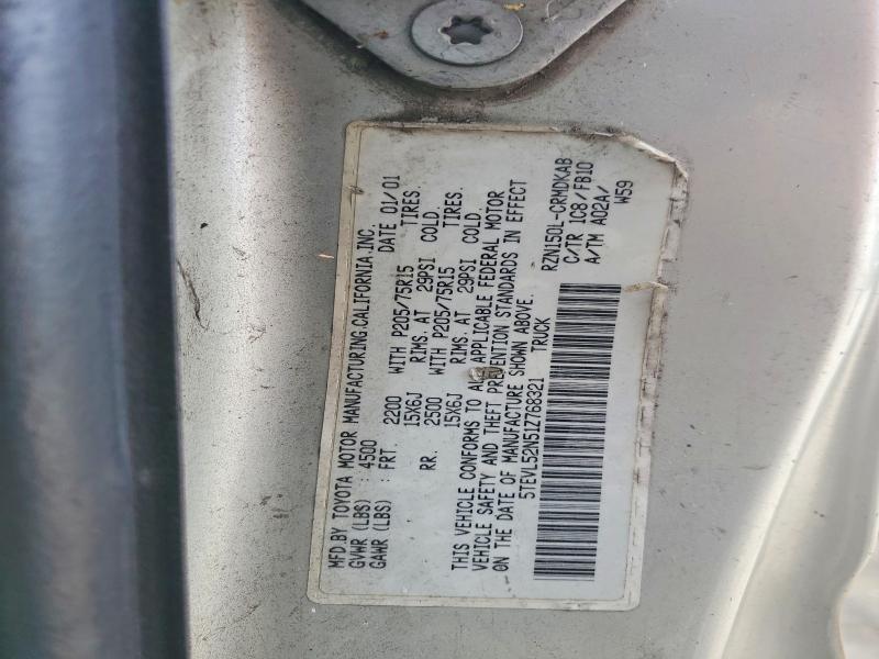 59197566 :رقم المزاد ، 5TEVL52N51Z768321 vin ، 2001 Toyota Tacoma مزاد بيع