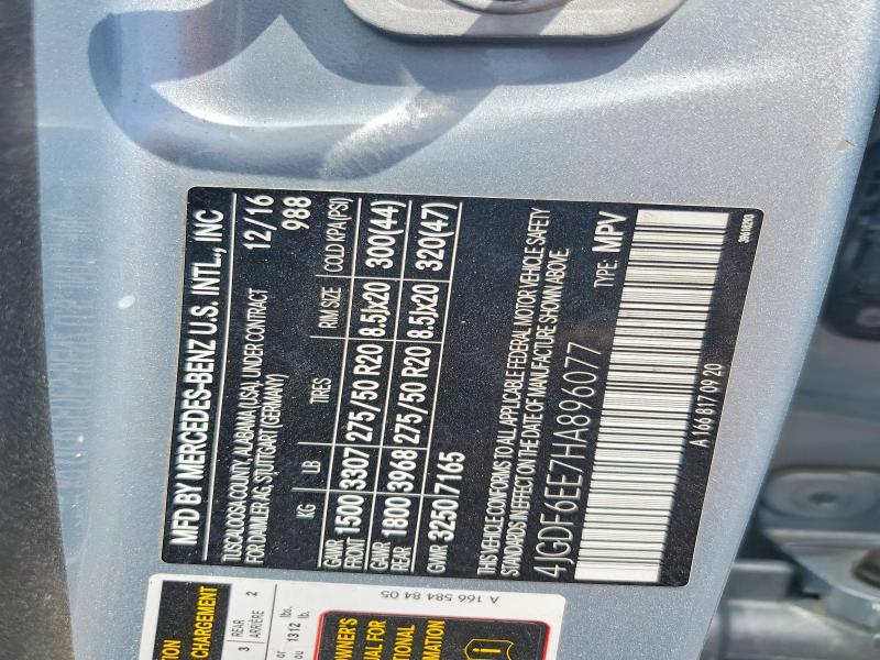56138916 :رقم المزاد ، 4JGDF6EE7HA896077 vin ، 2017 Mercedes-benz Gls مزاد بيع