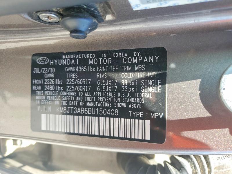 55831546 :رقم المزاد ، KM8JT3AB6BU150408 vin ، 2011 Hyundai Tucson مزاد بيع