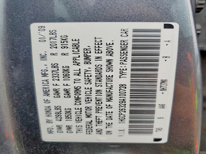 Aukcja sprzedaży 2009 Honda Accord, vin: 1HGCP26329A100728, numer aukcji: 56716996