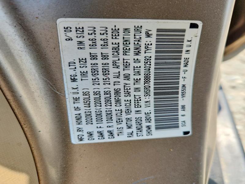 57961476 :رقم المزاد ، SHSRD78886U402592 vin ، 2006 Honda Cr-v مزاد بيع