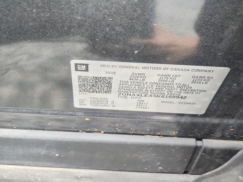 Aukcja sprzedaży 2019 Chevrolet Equinox, vin: 2GNAXLEX5K6169942, numer aukcji: 85607465