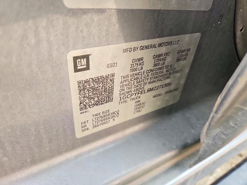 Продажа на аукционе авто 2021 Chevrolet Silverado, vin: 1GCPYFEL6MZ271305, номер лота: 55721166
