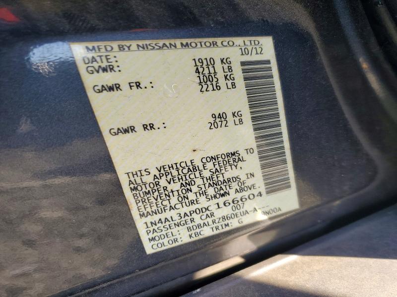 55967826 :رقم المزاد ، 1N4AL3AP0DC166604 vin ، 2013 Nissan Altima مزاد بيع