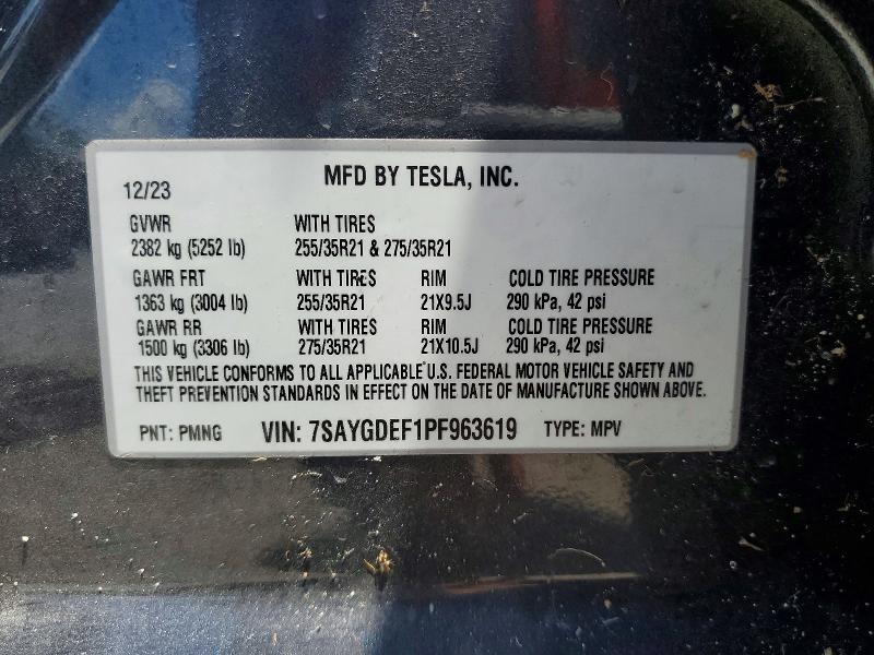 58297296 :رقم المزاد ، 7SAYGDEF1PF963619 vin ، 2023 Tesla Model Y مزاد بيع