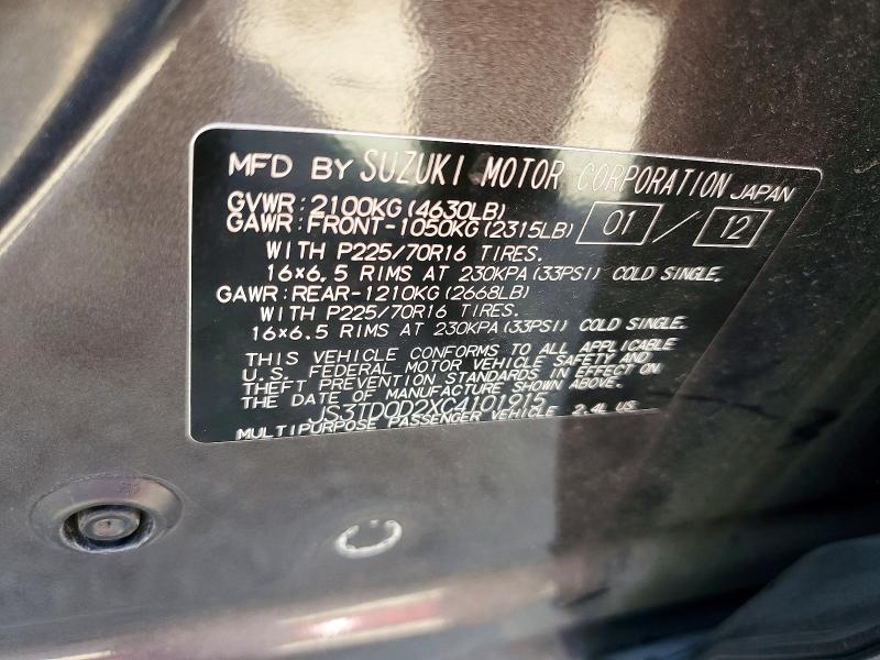 2012 Suzuki Grand Vitara მანქანა იყიდება აუქციონზე, vin: JS3TD0D2XC4101915, აუქციონის ნომერი: 58315616