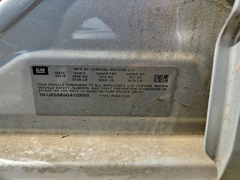 2016 Chevrolet Sonic მანქანა იყიდება აუქციონზე, vin: 1G1JE6SB9G4159683, აუქციონის ნომერი: 59104266