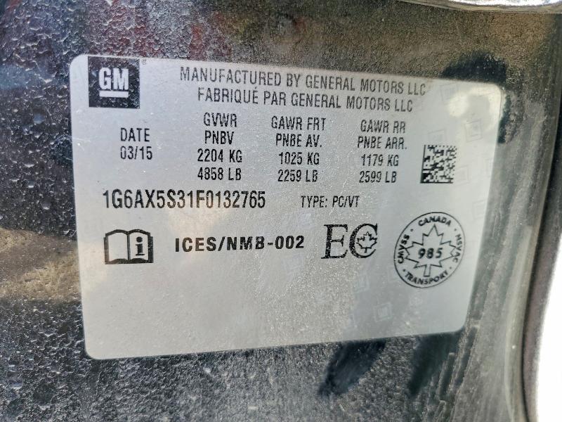 58568256 :رقم المزاد ، 1G6AX5S31F0132765 vin ، 2015 Cadillac Cts مزاد بيع