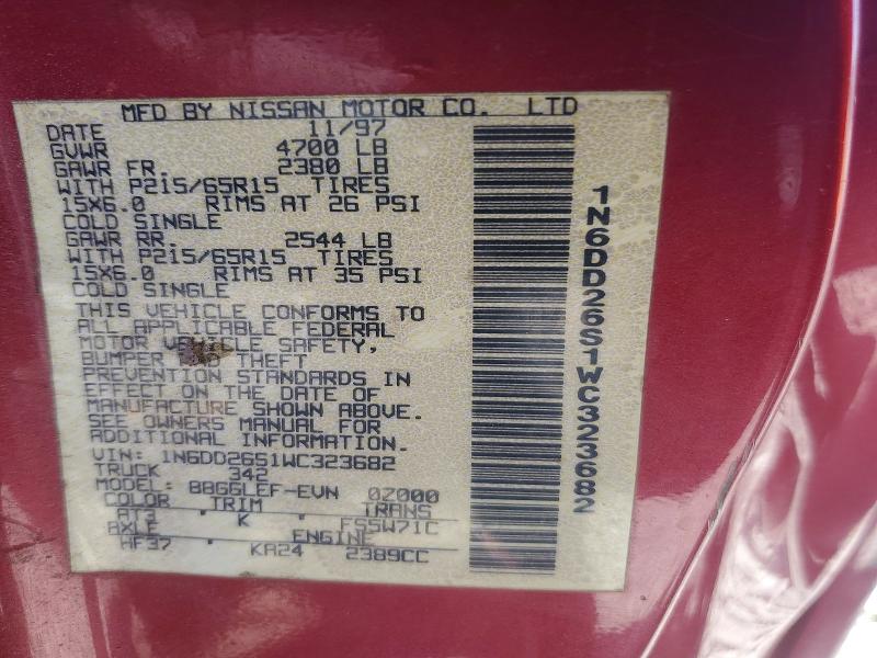 Auction sale of the 1998 Nissan Frontier, vin: 1N6DD26S1WC323682, lot number: 58959416