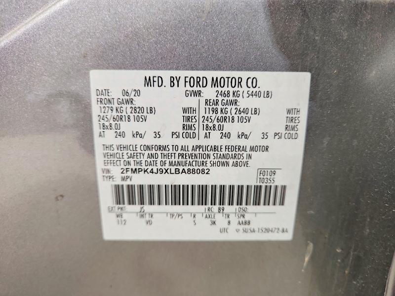 Aukcja sprzedaży 2020 Ford Edge, vin: 2FMPK4J9XLBA88082, numer aukcji: 56580806