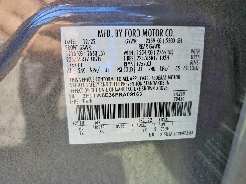 Продаж на аукціоні авто 2023 Ford Maverick, vin: 3FTTW8E36PRA09163, номер лоту: 58235596