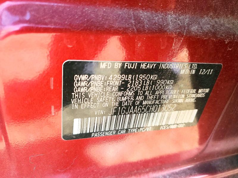 Продаж на аукціоні авто 2012 Subaru Impreza, vin: JF1GJAA65CH013052, номер лоту: 56449946