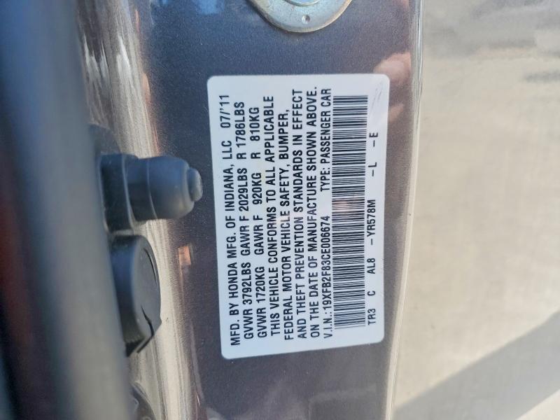 Aukcja sprzedaży 2012 Honda Civic, vin: 19XFB2F83CE006674, numer aukcji: 56608566