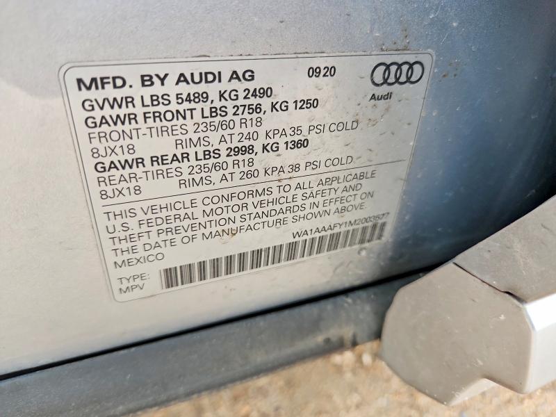 Продаж на аукціоні авто 2021 Audi Q5, vin: WA1AAAFY1M2003577, номер лоту: 56546536