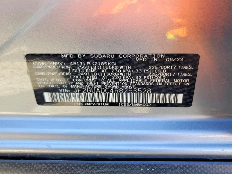 Продаж на аукціоні авто 2024 Subaru Crosstrek, vin: JF2GUADC4R8253528, номер лоту: 56829856