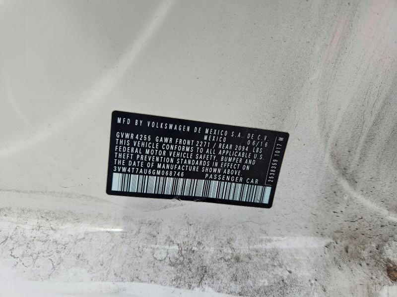 58972146 :رقم المزاد ، 3VW4T7AU6GM068746 vin ، 2016 Volkswagen Gti مزاد بيع
