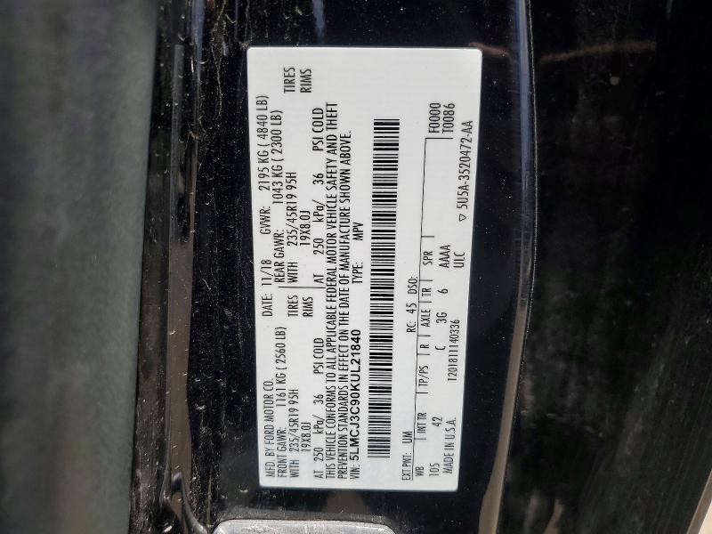 Продажа на аукционе авто 2019 Lincoln Mkc, vin: 5LMCJ3C90KUL21840, номер лота: 57964316