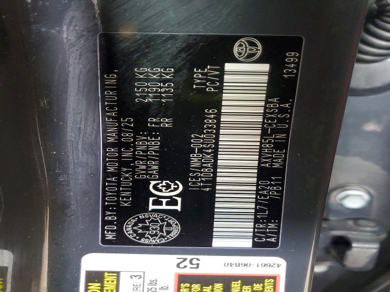 Продажа на аукционе авто 2025 Toyota Camry, vin: 4T1DBADK4SU033846, номер лота: 57997356