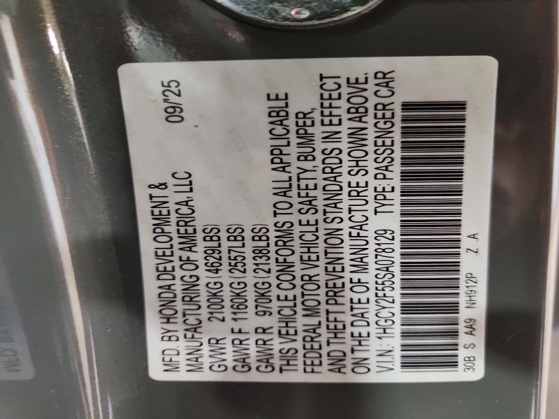 55149636 :رقم المزاد ، 1HGCY2F55SA078129 vin ، 2025 Honda Accord مزاد بيع