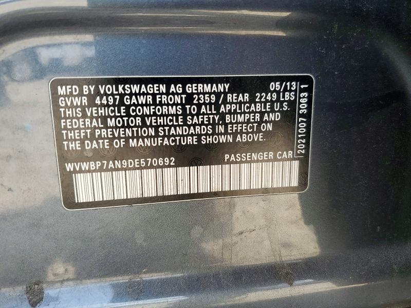 Auction sale of the 2013 Volkswagen Cc, vin: WVWBP7AN9DE570692, lot number: 56540096