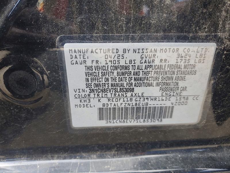 Aukcja sprzedaży 2025 Nissan Versa, vin: 3N1CN8EV7SL853098, numer aukcji: 58273956