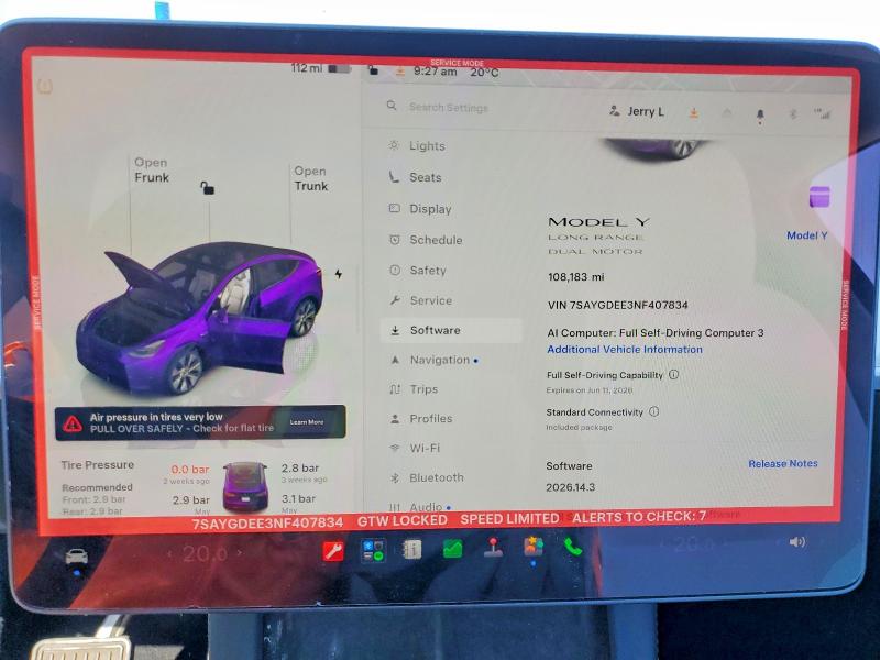 2022 Tesla Model Y მანქანა იყიდება აუქციონზე, vin: 7SAYGDEE3NF407834, აუქციონის ნომერი: 56178976