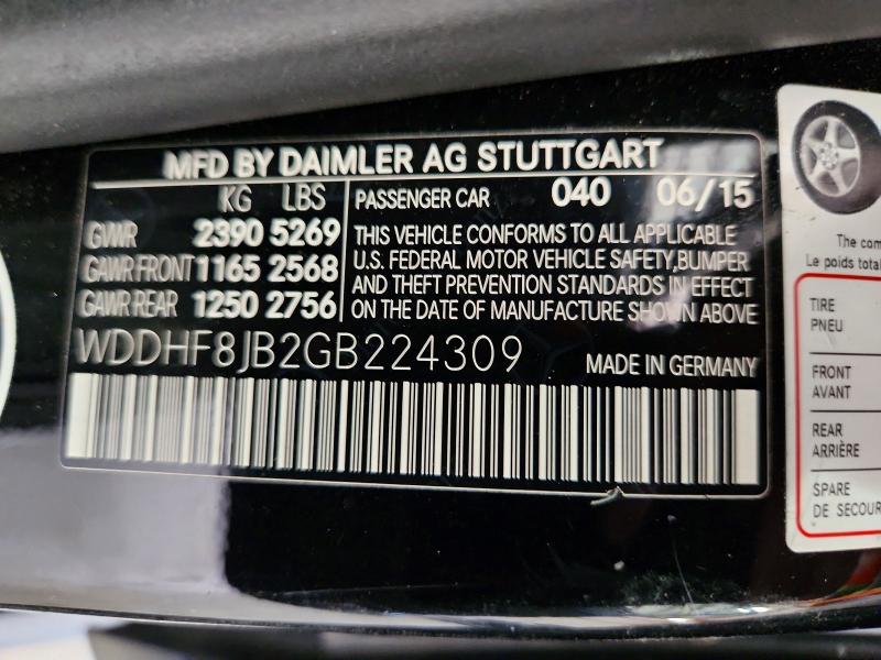 2016 Mercedes-benz E მანქანა იყიდება აუქციონზე, vin: WDDHF8JB2GB224309, აუქციონის ნომერი: 56492446