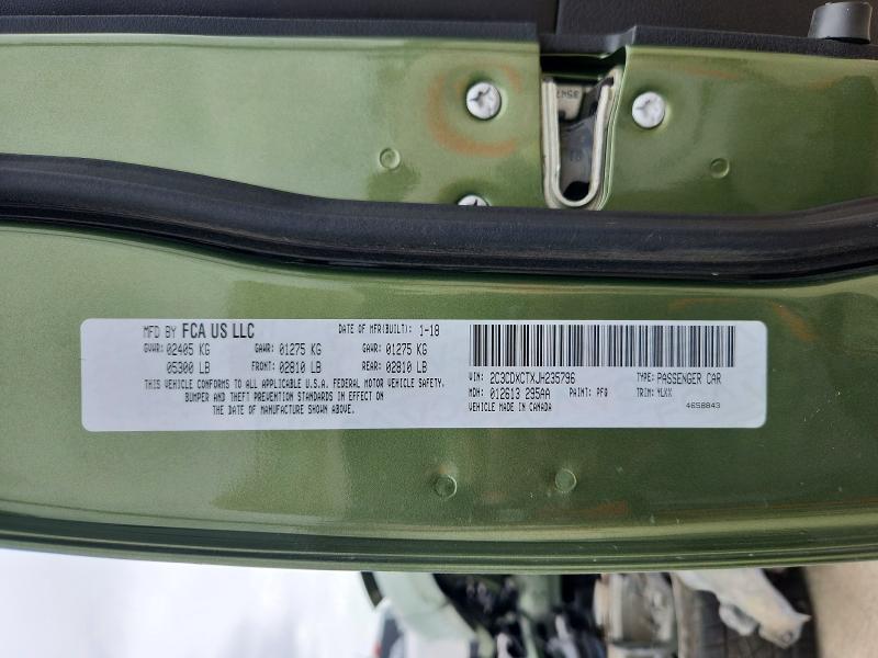 57322456 :رقم المزاد ، 2C3CDXCTXJH235796 vin ، 2018 Dodge Charger مزاد بيع