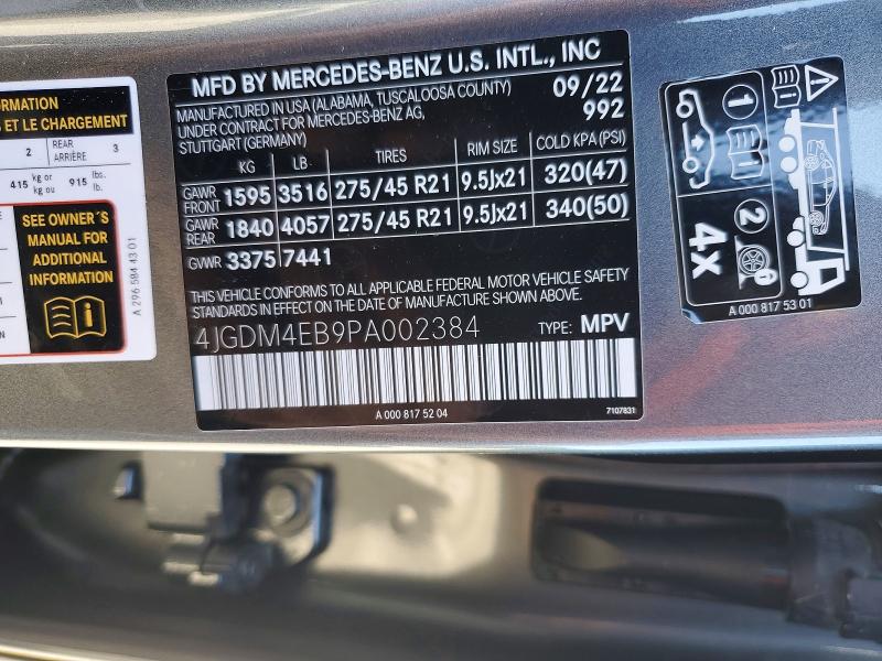55403596 :رقم المزاد ، 4JGDM4EB9PA002384 vin ، 2023 Mercedes-benz Eqs Suv مزاد بيع