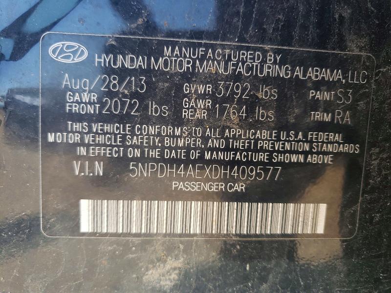 Aukcja sprzedaży 2013 Hyundai Elantra, vin: 5NPDH4AEXDH409577, numer aukcji: 55786506