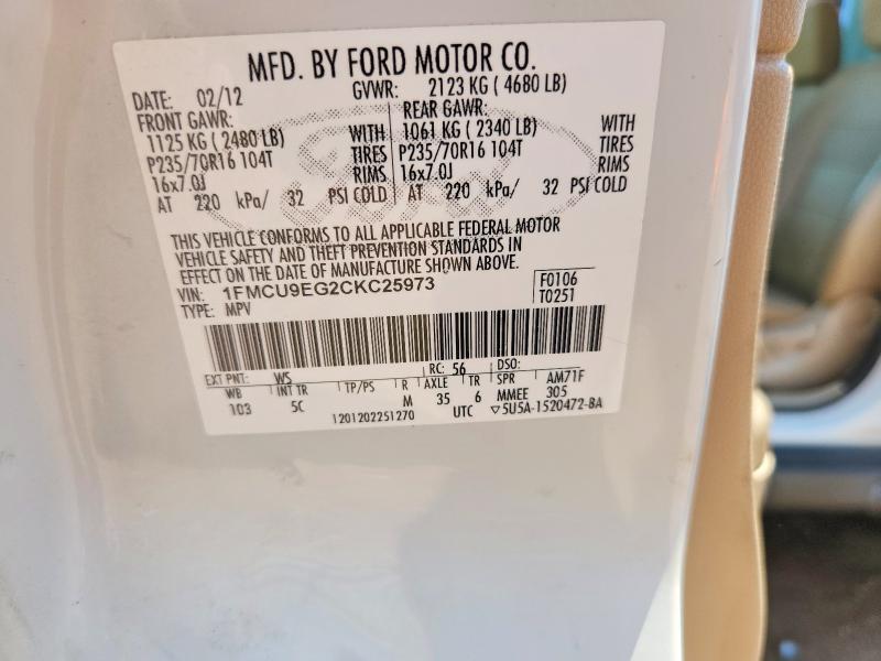 Продажа на аукционе авто 2012 Ford Escape, vin: 1FMCU9EG2CKC25973, номер лота: 57872996