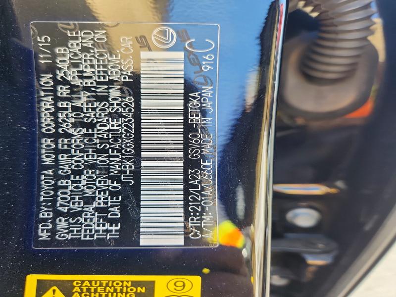 Aukcja sprzedaży 2016 Lexus Es, vin: JTHBK1GGXG2234526, numer aukcji: 55742616