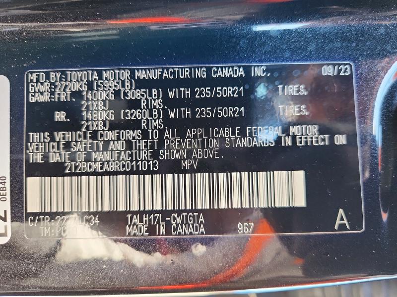 2024 Lexus Rx მანქანა იყიდება აუქციონზე, vin: 2T2BCMEA8RC011013, აუქციონის ნომერი: 58271116
