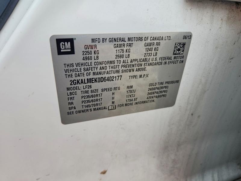 Aukcja sprzedaży 2013 Gmc Terrain, vin: 2GKALMEK0D6402177, numer aukcji: 57481606