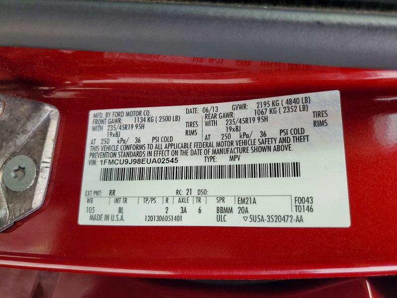 Продажа на аукционе авто 2014 Ford Escape, vin: 1FMCU9J98EUA02545, номер лота: 56285766