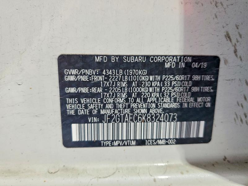 Продажа на аукционе авто 2019 Subaru Crosstrek, vin: JF2GTAEC6K8324073, номер лота: 59281386