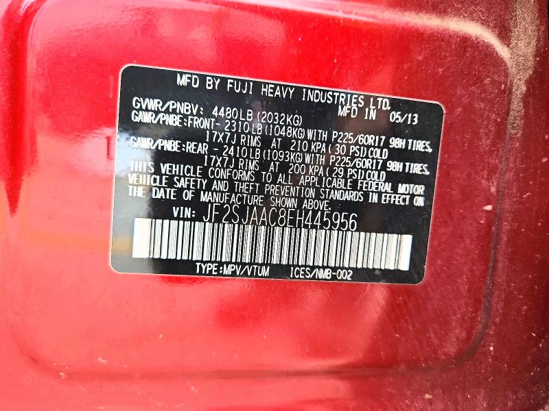 Продаж на аукціоні авто 2014 Subaru Forester, vin: JF2SJAAC8EH445956, номер лоту: 58380406