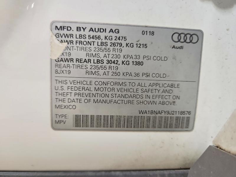 Продажа на аукционе авто 2018 Audi Q5, vin: WA1BNAFY9J2118576, номер лота: 59540896