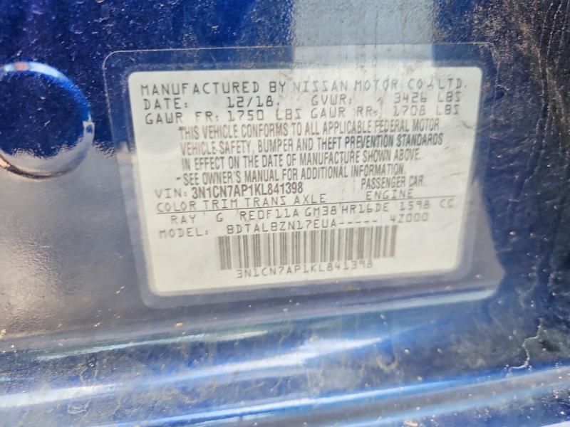 58818526 :رقم المزاد ، 3N1CN7AP1KL841398 vin ، 2019 Nissan Versa مزاد بيع