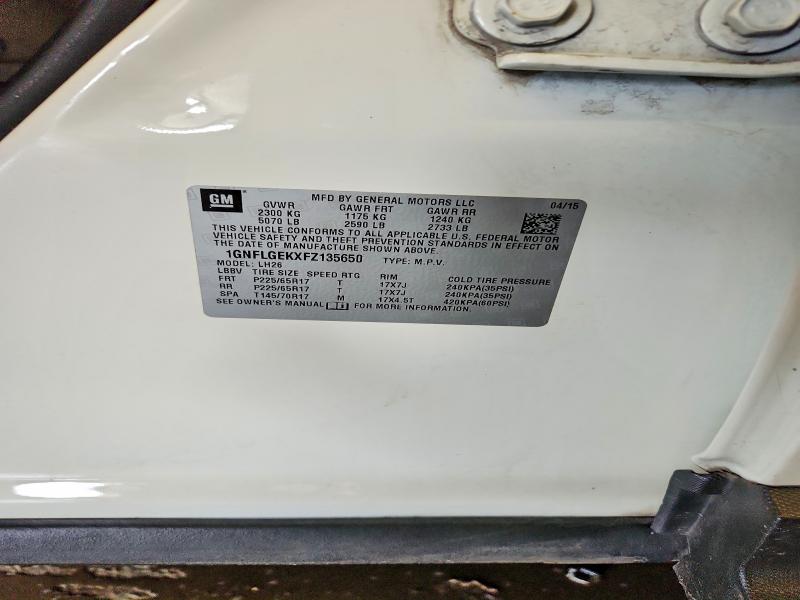 56580486 :رقم المزاد ، 1GNFLGEKXFZ135650 vin ، 2015 Chevrolet Equinox مزاد بيع