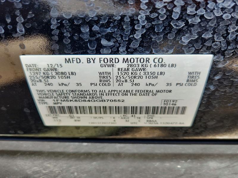 Aukcja sprzedaży 2016 Ford Explorer, vin: 1FM5K8D84GGB70552, numer aukcji: 58356576