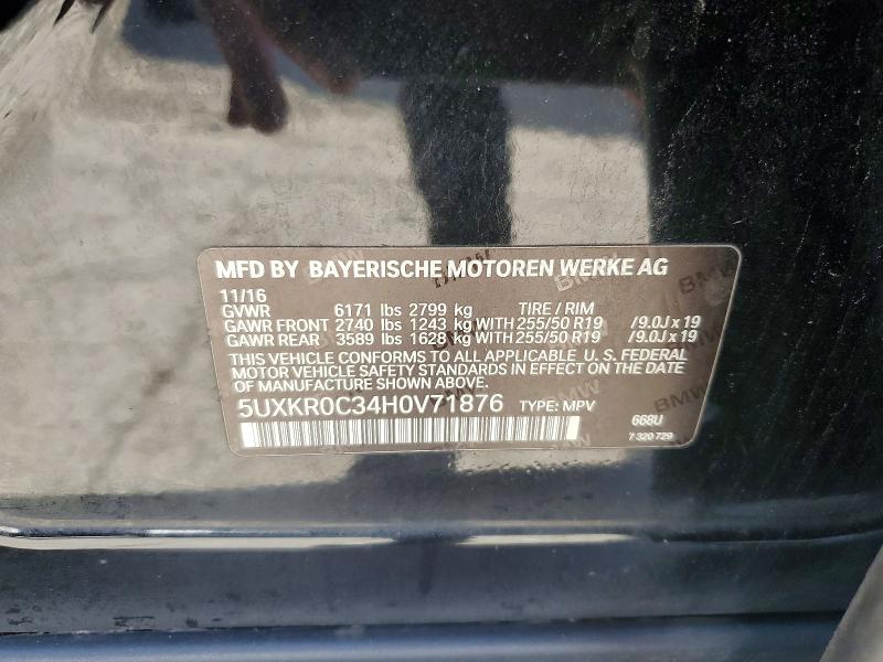 58197466 :رقم المزاد ، 5UXKR0C34H0V71876 vin ، 2017 Bmw X5 مزاد بيع