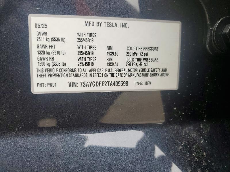 Aukcja sprzedaży 2026 Tesla Model Y, vin: 7SAYGDEE2TA409598, numer aukcji: 56621366